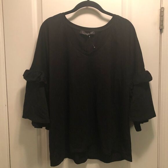 Eloquii Ruffle Sleeve Easy Tee Black sz 16/18 - Picture 2 of 3